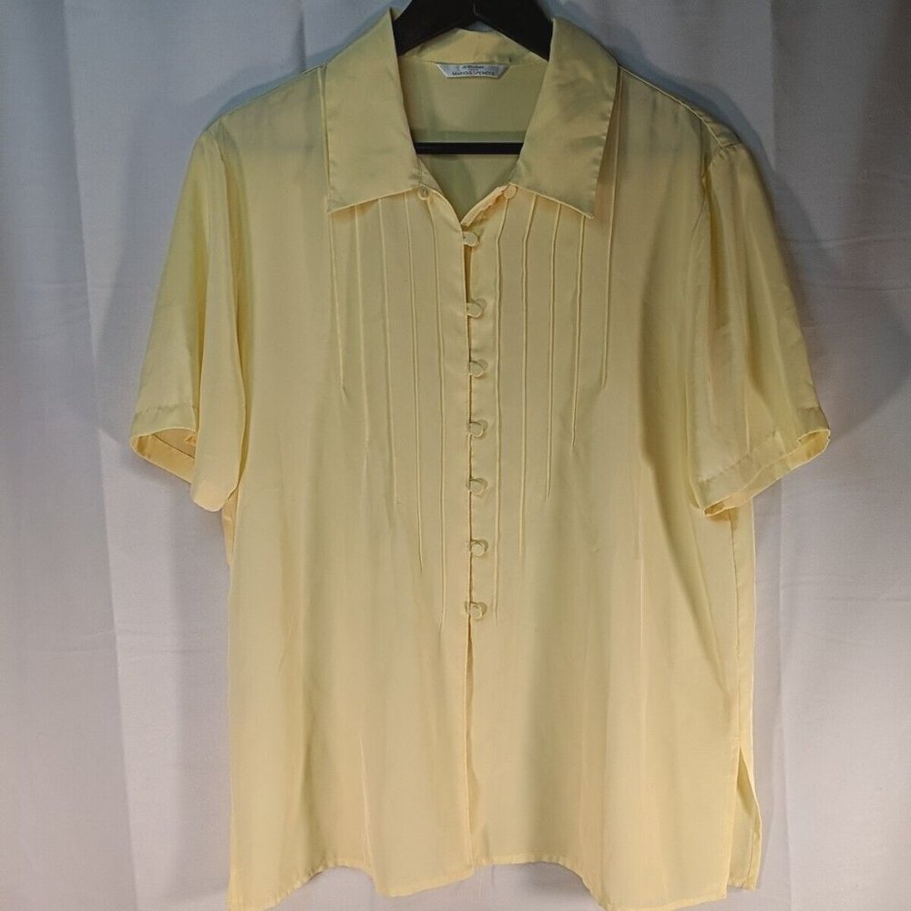 Marks & Spencer Pale Yellow Short Sleeve Button-Down Blouse